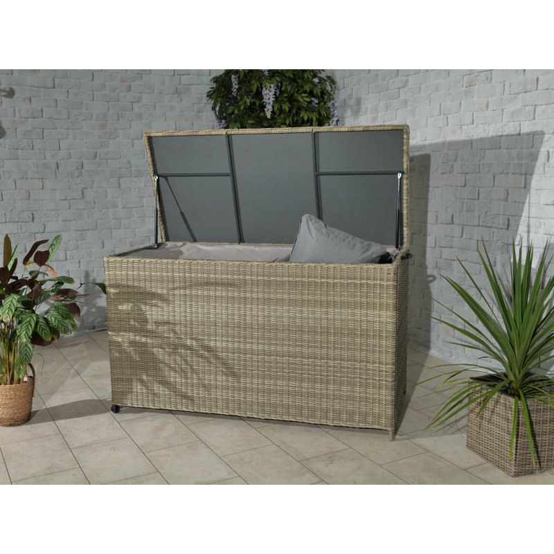 Royalcraft Wentworth 155cm W 1140L Water Resistant Wicker Deck Box, Beige