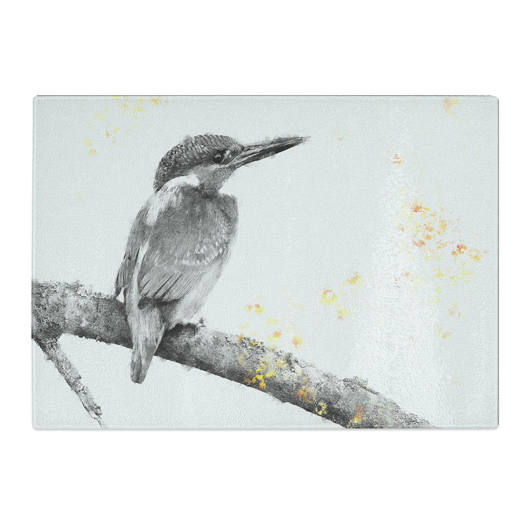 Tempered Glass Kingfisher Bird on a Branch Chopping Board