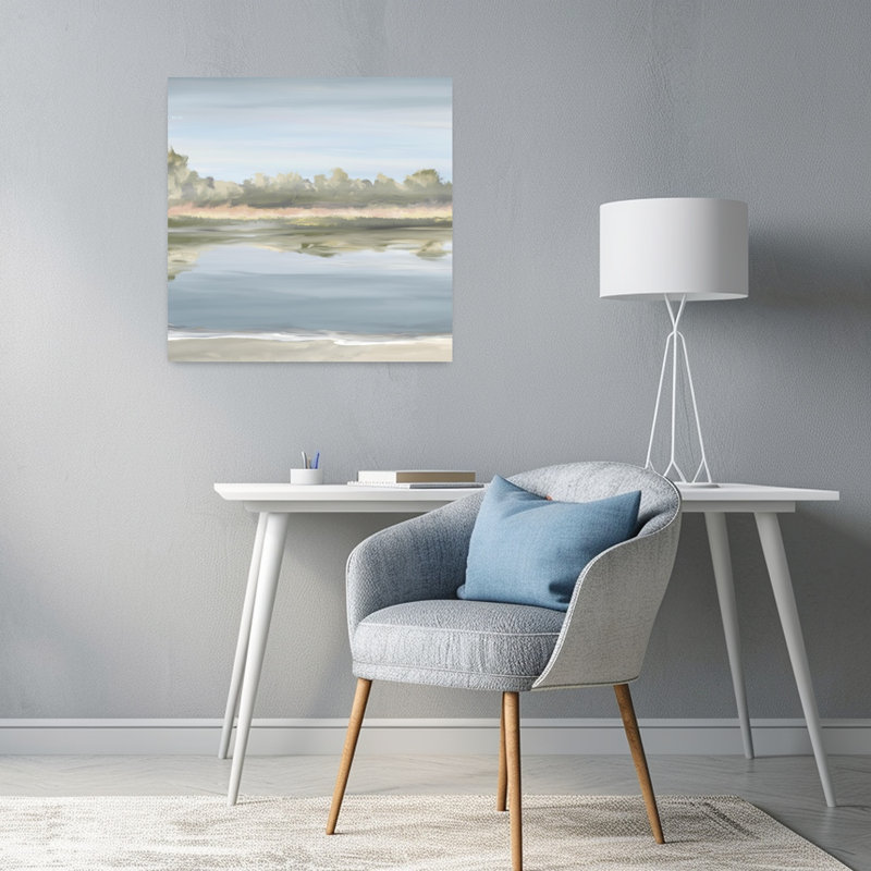 Waters Edge, Caprivi, Botswana, art mural contemporain serein de la nature, H 24 po x l 24 po