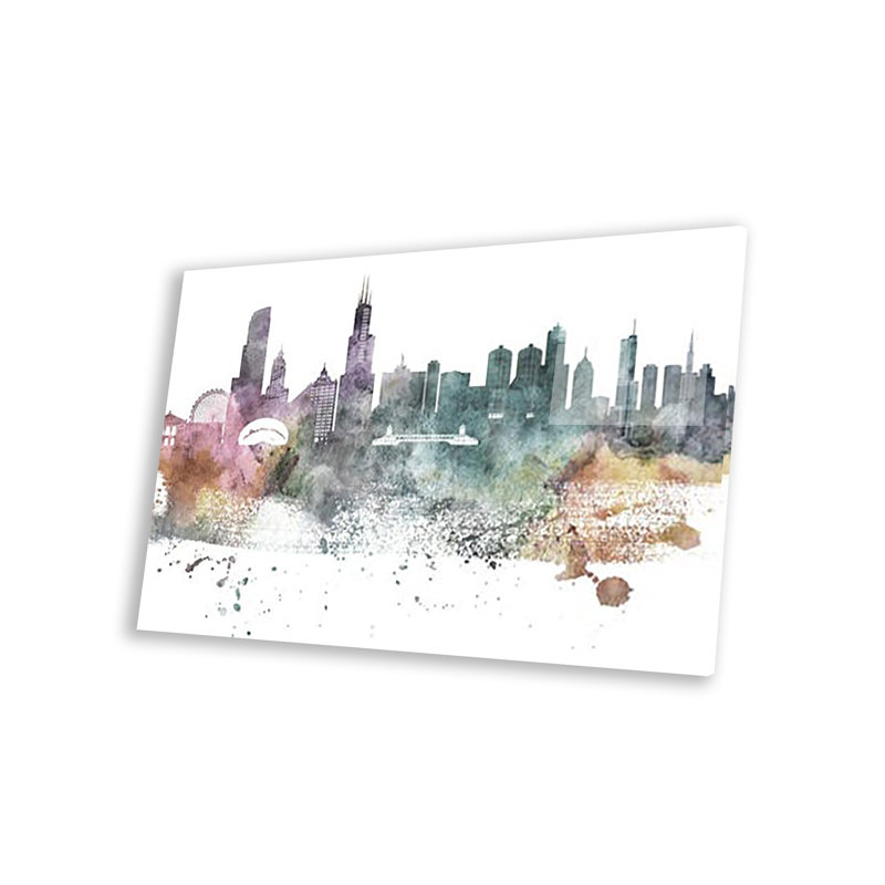 Chicago - Pastel Skylines, impression sur verre acrylique, H 16 po x l 24 po x P 0,25 po