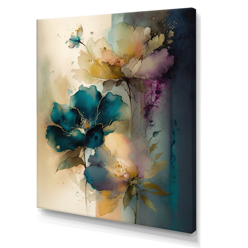 «Blossoming Wildflowers», reproduction délicate d'aquarelle sur toile, 32" H x 24" W, Toile tendue