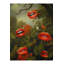 Tapis décoratif moderne vert et rouge à motif de fleurs et d'oiseaux-501727784