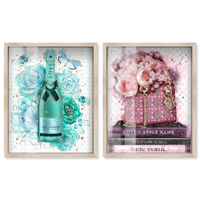 Ensemble de 2 décorations murales Blush Parisian Glam Shadowbox