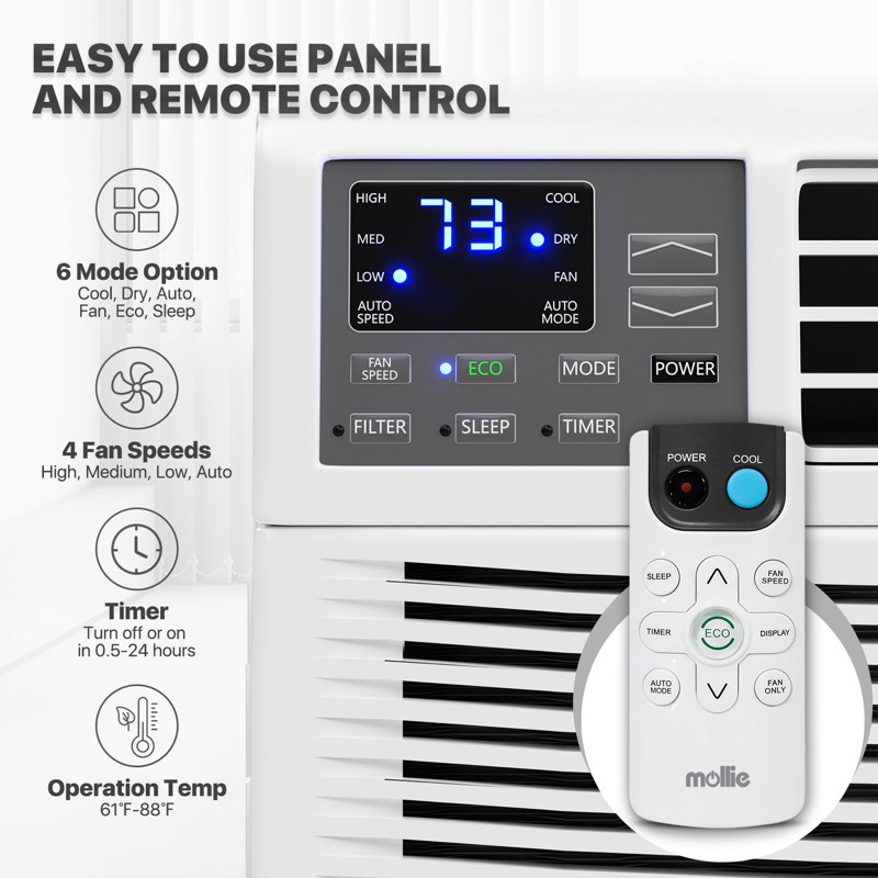 12,000 BTU 115V Window Air Conditioner, Cools up to 450 Sq.Ft., Window AC Unit with Remote Control