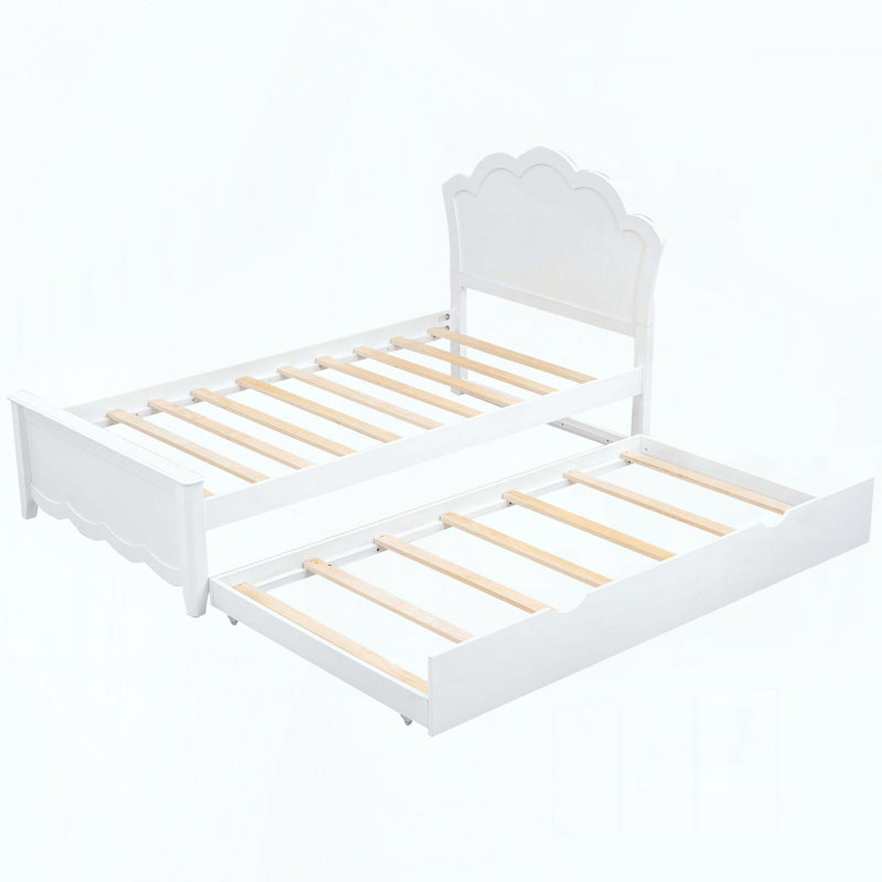 Lit plateforme simple avec tête de lit et lit gigogne simple, Lit simple, Lit avec couchette