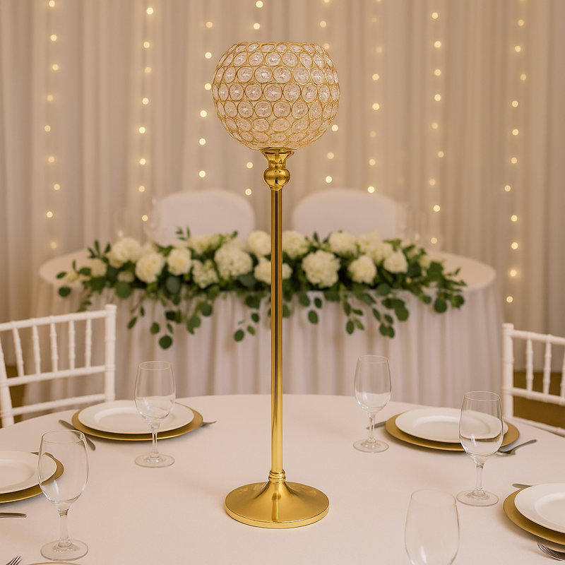 Crystal Tabletop Candelabra, Gold