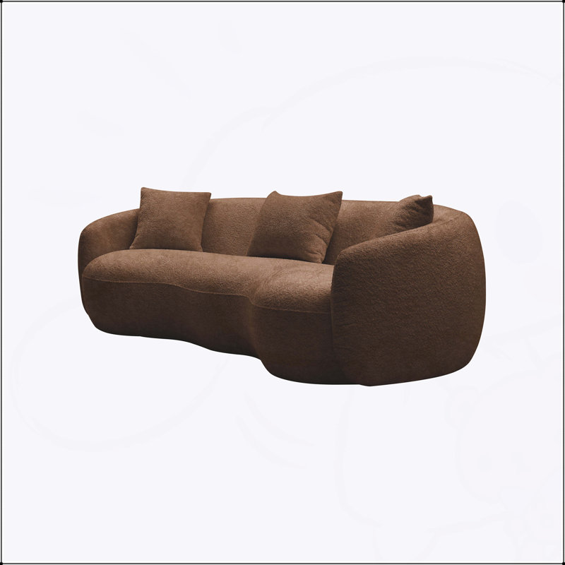 Canapé de salon moderne Mid-Century courbé, canapé en tissu Boucle pour le confort et le style dans les chambres, les bureaux et les appartements
