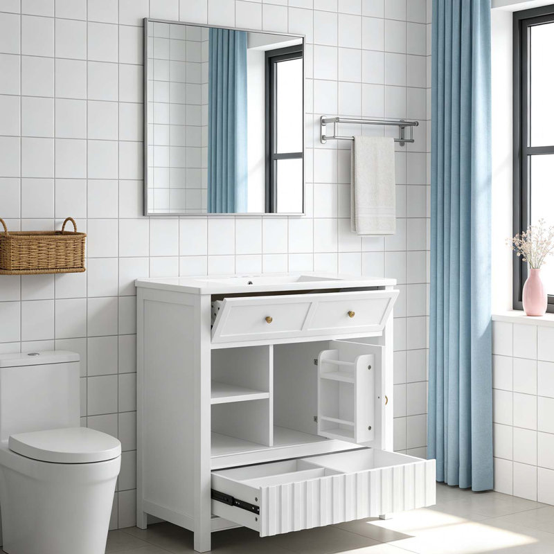 36-Inch Bathroom Vanity with Sink,Ideal for Modern and Vintage Decor, White