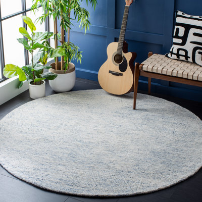 Bouldin Handmade Tufted Wool Blue Area Rug