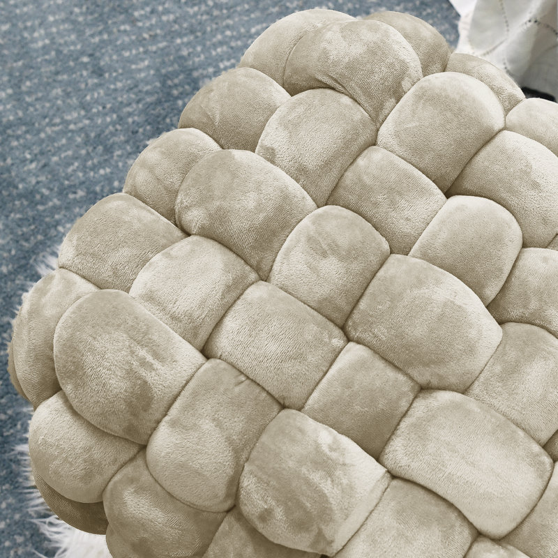 Opheim Velvet Ottoman, Slate Green Velvet