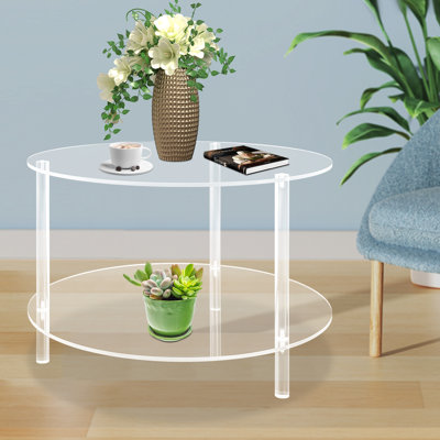 Table basse moderne à 2 niveaux en acrylique