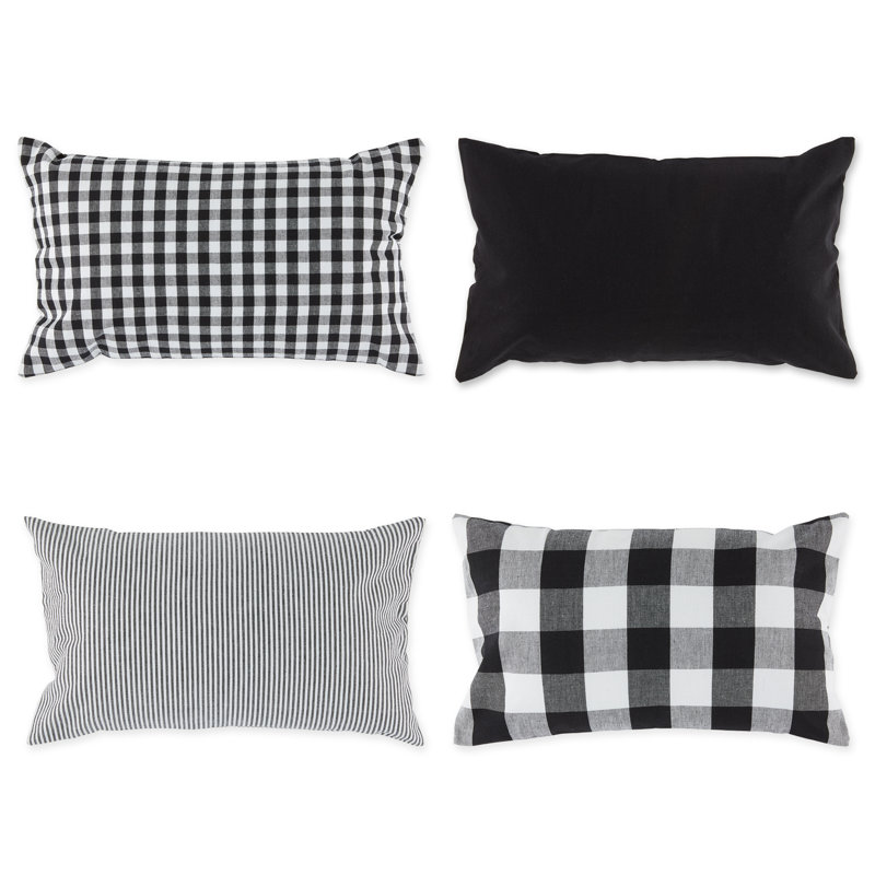 Assorted Black and White Cotton Pillow Covers Set of 4
