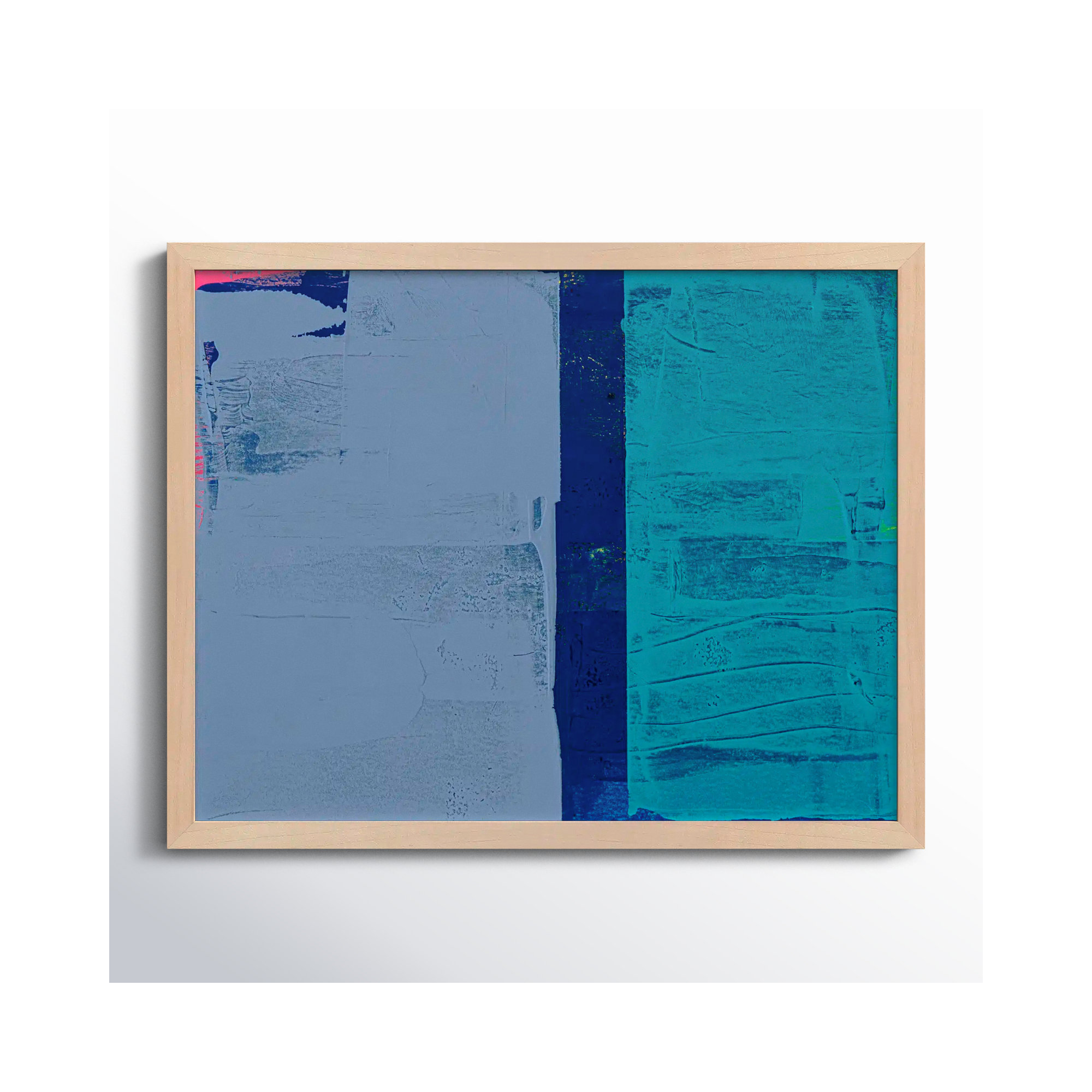 Bold In Blue 2 by Andrea Stokes, 20" H x 25" W x 1.25" D, Brown Framed