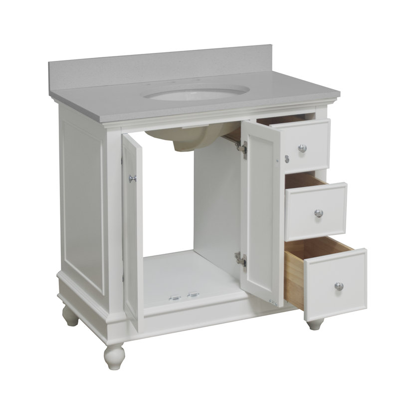 Ensemble de meuble-lavabo simple 36 po Ferdinand, Blanc, Quartz