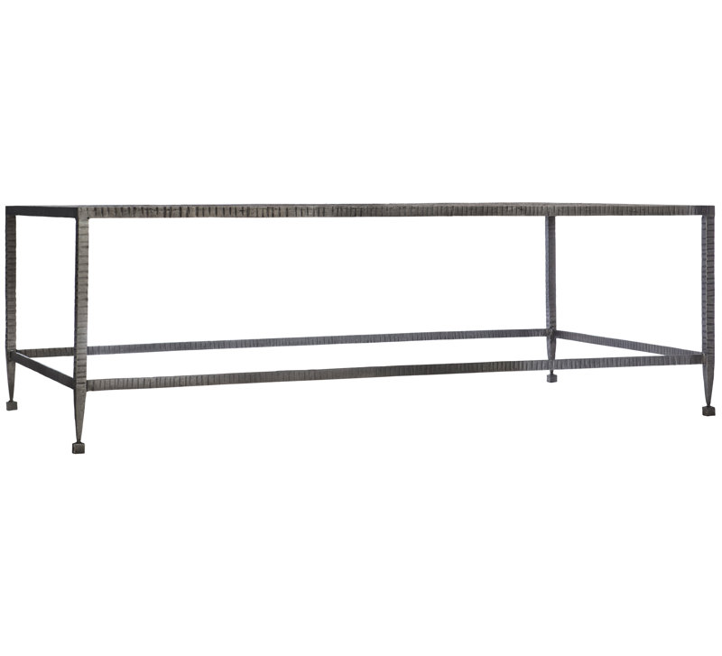 Gray Rectangular Metal Cocktail Table with Storage