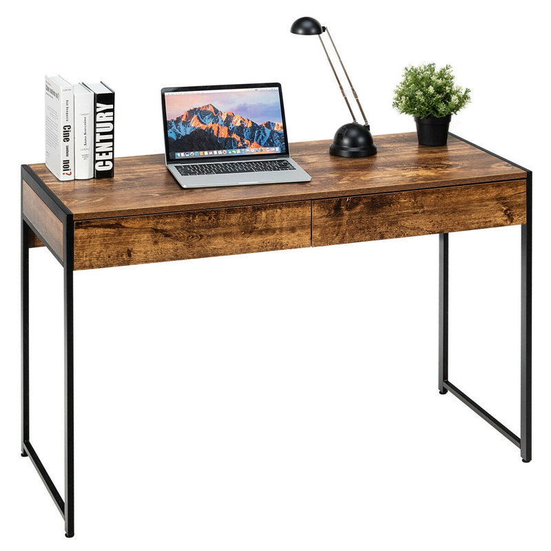 Bureau d'ordinateur avec tiroirs Stonesby, Brun rustique