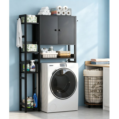 Over The Toilet Storage Cabinet with Doors, 7 Tier Bathroom Organizer with Adjustable Shelf