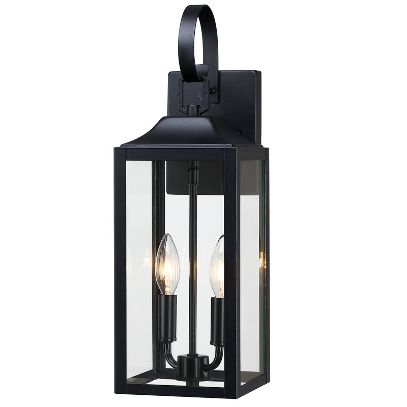 Applique murale d'extérieur 18 po 2 lumières, Noir satiné