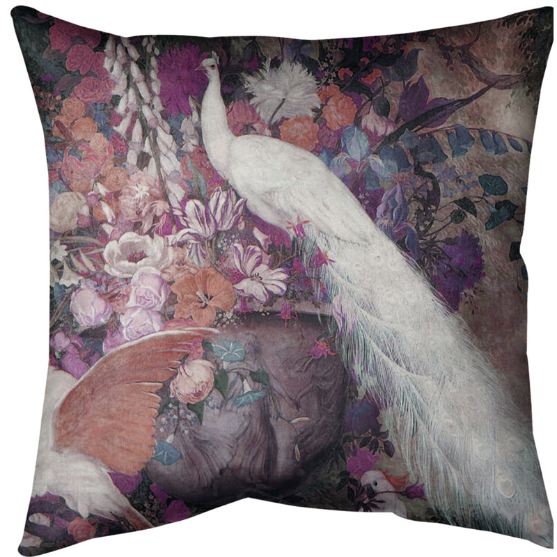 Coussin Peacock, 18 po x 18 po, Rose, Polyester filé