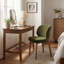Chaise de salle à manger rembourrée de 20,1 po de large avec fauteuil à oreilles et dossier haut à oreilles avec pieds en bois massif pour salle à manger, vert, ensemble de 6-1409919483-1409919475