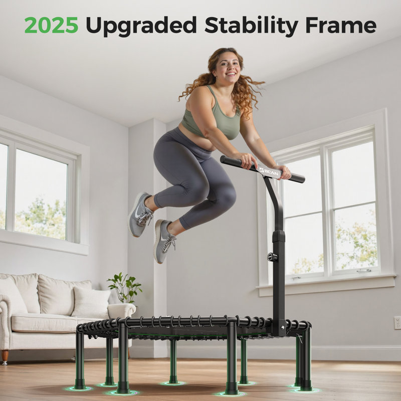 Trampoline octogonal rebondissant F3 Fitness Bcan Series BT3, capacité de 450 lb, grande surface de saut et poignée réglable pour la salle de gym à domicile