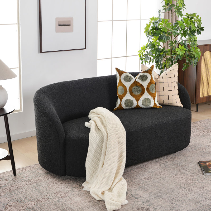 Cleaven 68' Wide Boucle Upholstered Loveseat Sofa, Gris anthracite