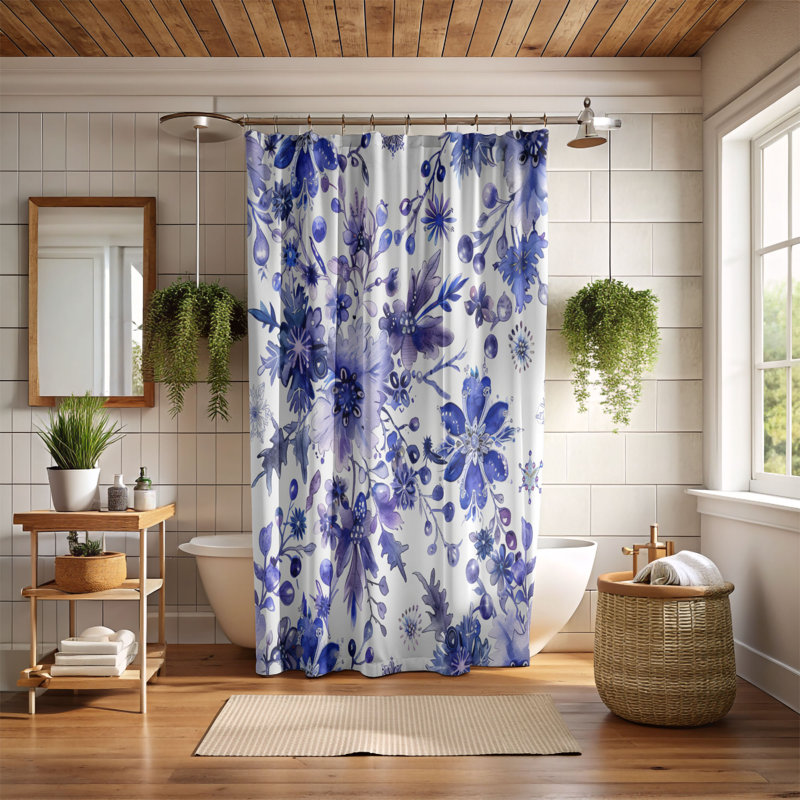 Rideaux de douche Chill Blooms - Premium, H 74 po x l 71 po