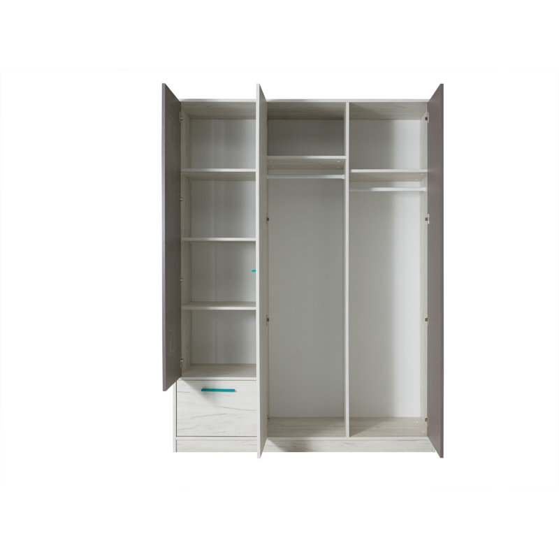 Overbey 3 Door Manufactured Wood Wardrobe, Grey
