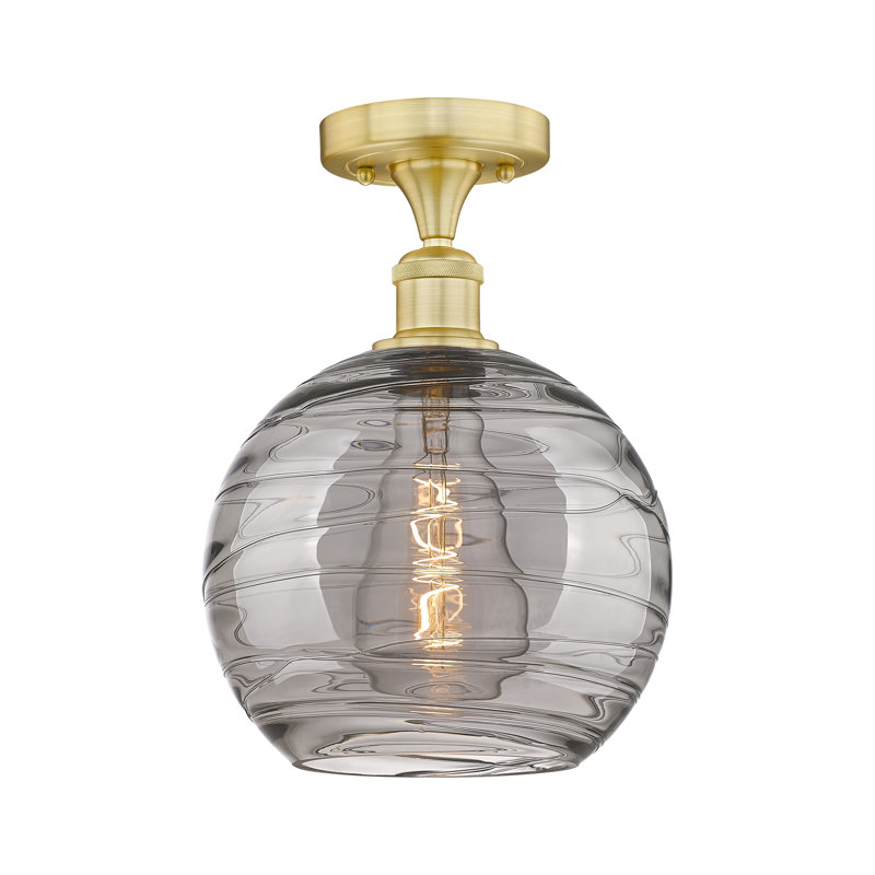 Plafonnier semi-encastré 1 lumière, Or, H 11,75 po x l 12 po x P 12 po