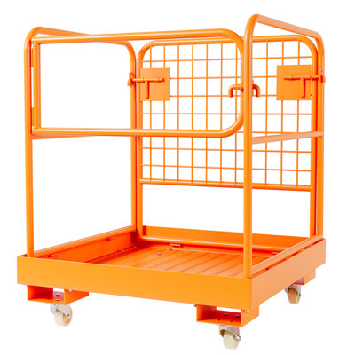 Cage de sécurité pour chariot élévateur, plateforme de travail en acier robuste 36 po x 36 po avec garde-corps, verrou de sécurité et roues, capacité de 1800 lb