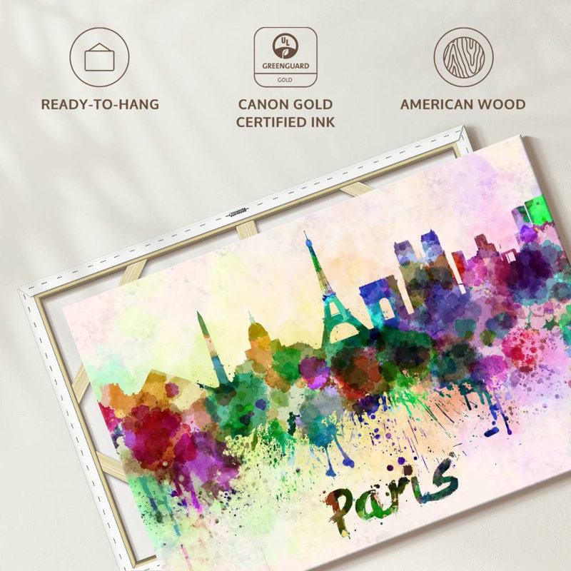«Paris Skyline Colors» sur impression sur toile, H 12 po x l 8 po x P 1 po