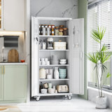 72" H Garage Storage Cabinets with Wheels,Metal Storage Cabinets with Door Pegboard for Garage Home Office Storage,Assembly Required