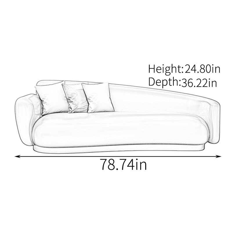 Ismaël, H 24,8 po x l 78,74 po x P 36,22 po