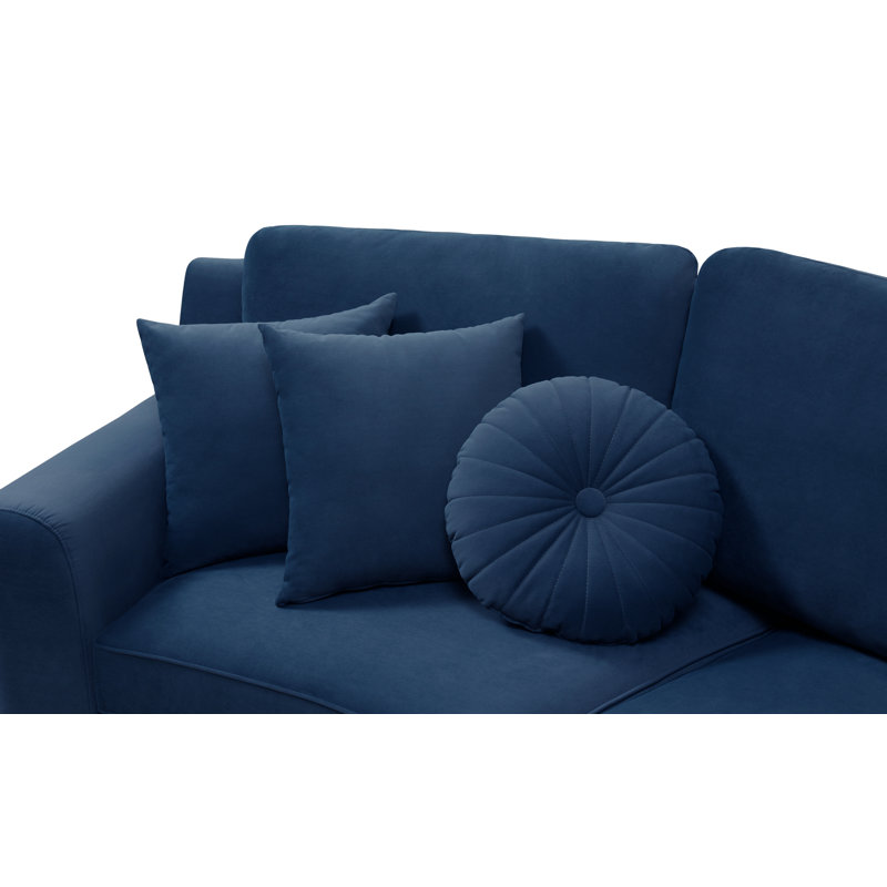 136" Wide Velvet Symmetrical Modular Corner Sectional, Blue Velvet