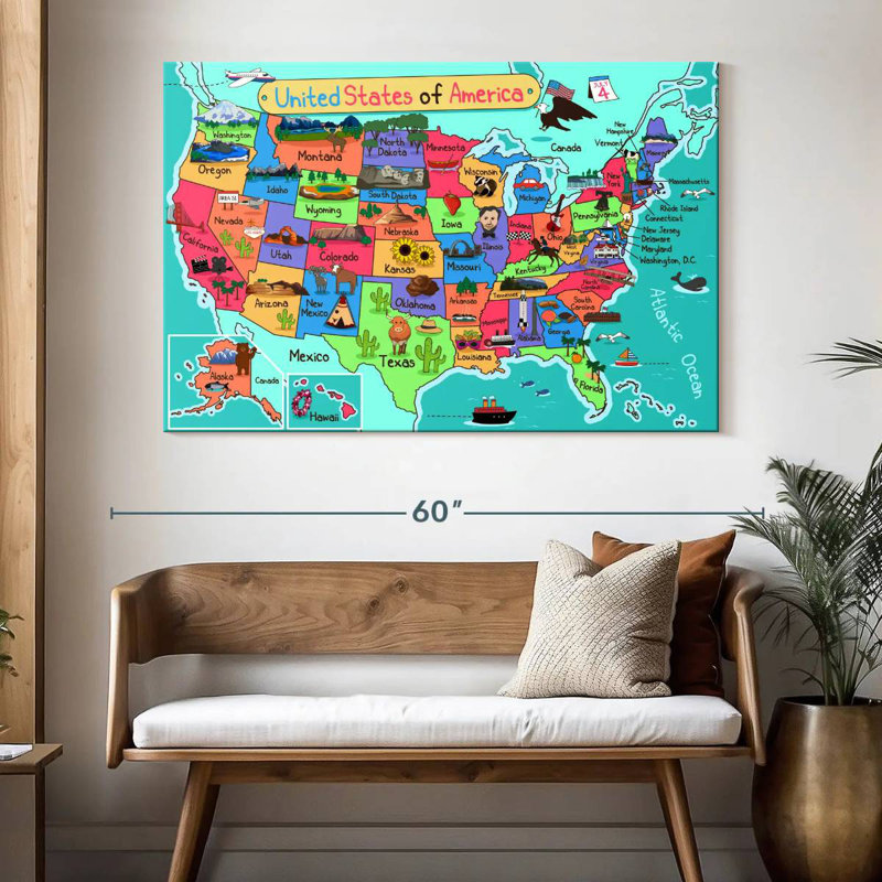 Keiri US State Icons Map, 34" H x 51" W