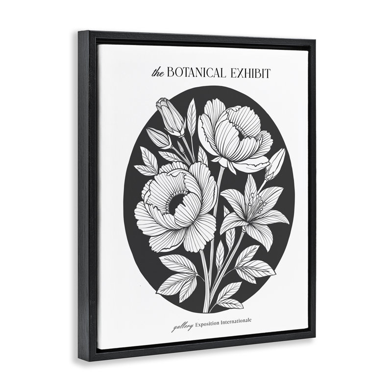 «Vintage Blooms Vignette», art mural encadré flottant, H 31 po x l 25 po, Cadre flottant noir de jais