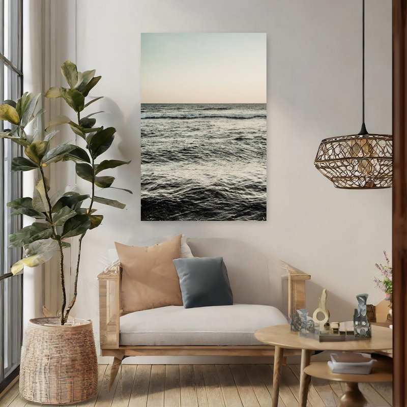 Art contemporain, art côtier paisible serein minimaliste, H 48 po x l 32 po