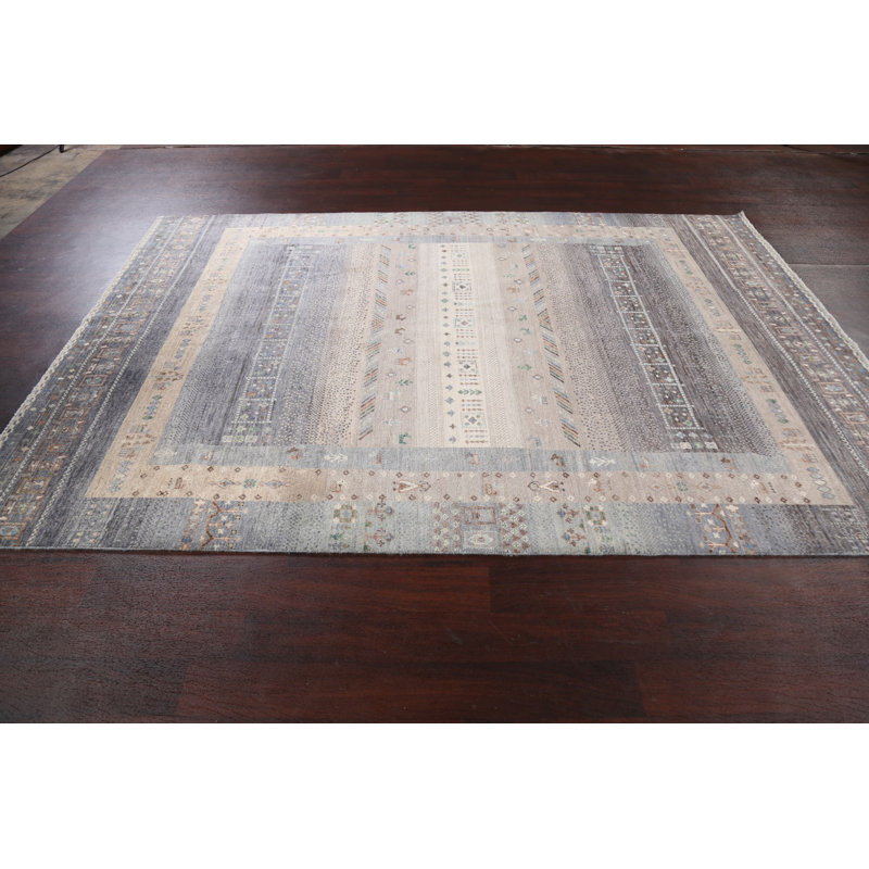 Tapis à motif de légumes Gabbeh Kashkoli noué à la main 7 x 10