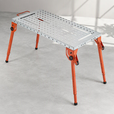 Welding Table 44" x 21" 500LBS Folding Workbench with 4-Level Adjustable Height