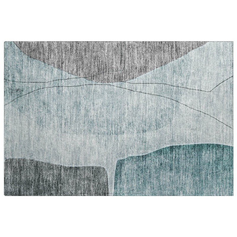 Tapis à poil long de qualité supérieure lavable à la machine ADS696, Sarcelle, 1 pi 8 po x 2 pi 6 po