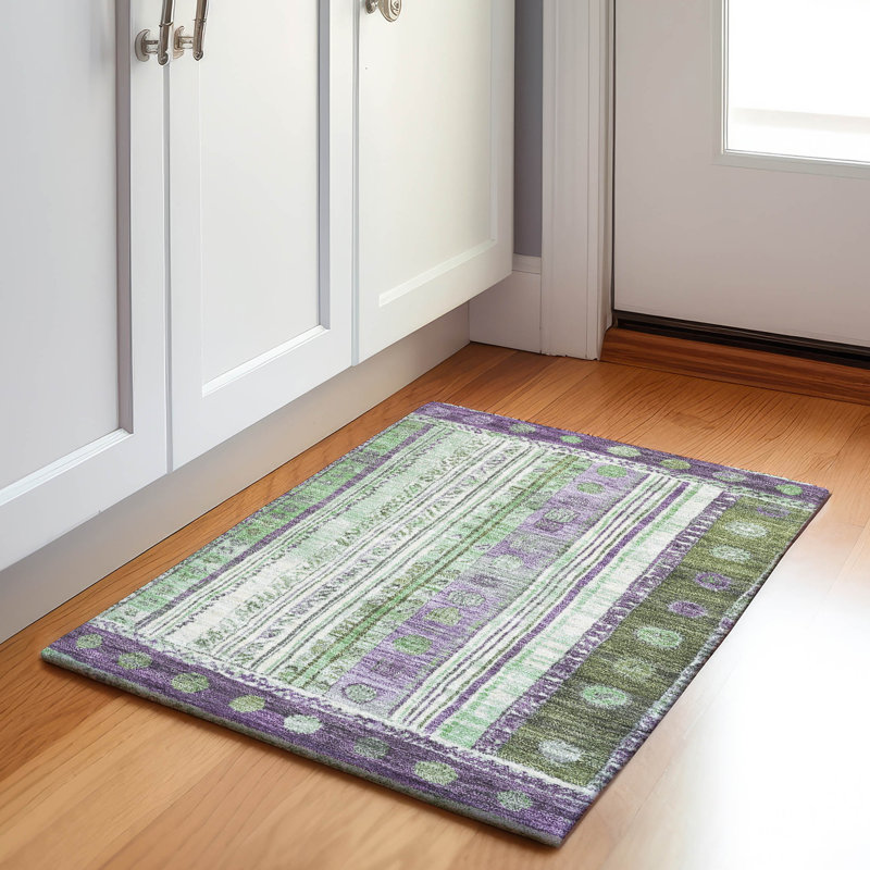 Machine Washable Indoor/Outdoor Xhevrie Purple Rug, Rectangle 1'8" x 2'6"