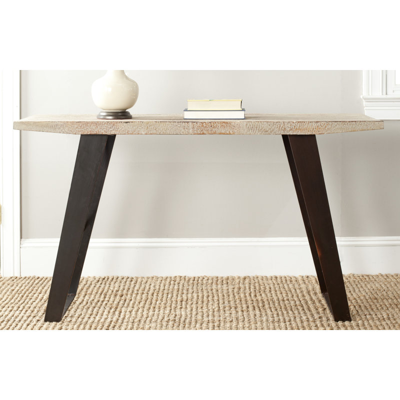 Transitional Waldo 53'' Black/Brown Wood and Metal Console Table with Storage