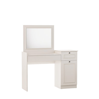 Makeup Vanity Table with Mirror, Drawer and Cabinet, Cream