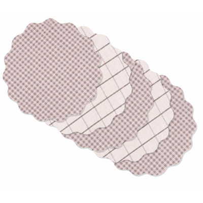 Riviera Scalloped Set of 4 Reversible Vinyl Placemats - Chocolate