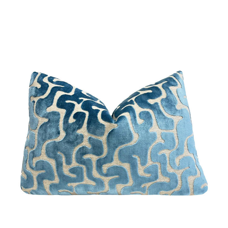 Velvet Maze Lumbar Throw Pillow Cover, Mediterranean