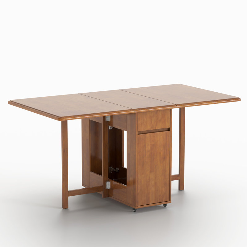 Ensemble de table de salle à manger à abattants 5 pièces avec 4 chaises escamotables, table de cuisine extensible avec 2 tiroirs et roulettes