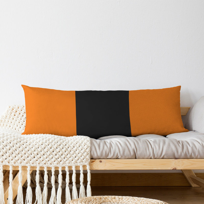 Abel Polyester Medium Pillow, Orange/Black/Orange