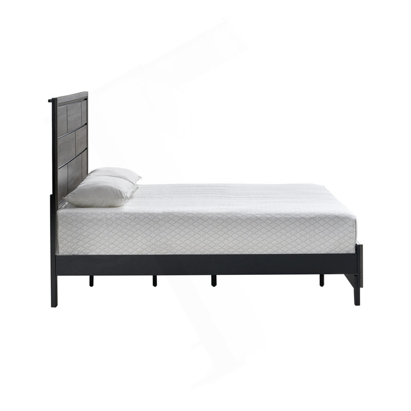 Lit Glasgow G04305A-KB (matelas non inclus) , Gris, Grand lit