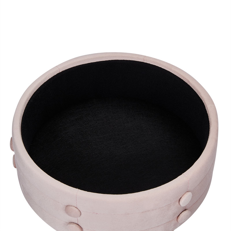 Round Storage Ottoman Vanity Stool Chair For Makeup Room,Bedroom,Living Room, Pink