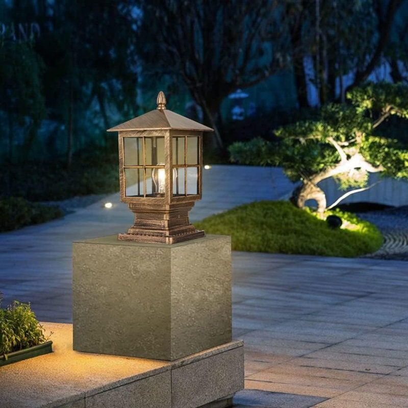 Lampadaires d'extérieur modernes - Lampadaires de jardin pour l'extérieur avec abat-jour en verre